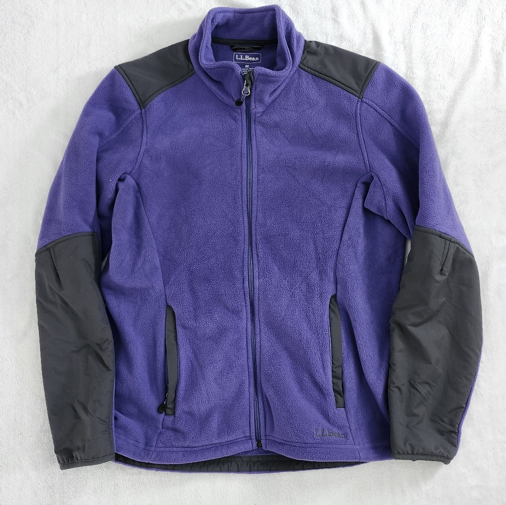 L.L. BEAN Women's Purple Grey Polartec Fleece Jacket Full Zip Size Medium Cozy